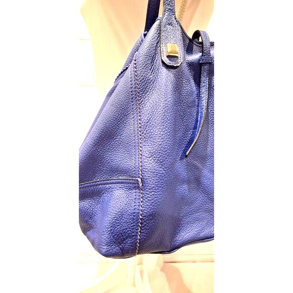 Stella & Dot Cobalt Blue Large Leather Shoulder Bag Tote - Picture 5 of 8